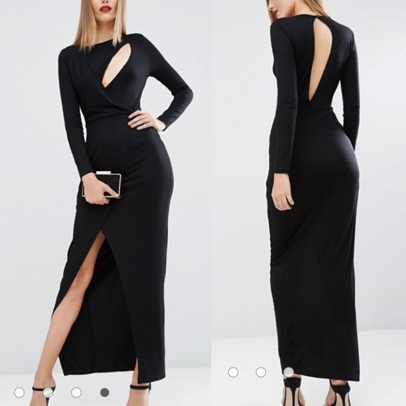 ASOS Dresses & Skirts - ASOS Long Sleeve Drape Open Back Maxi Dress